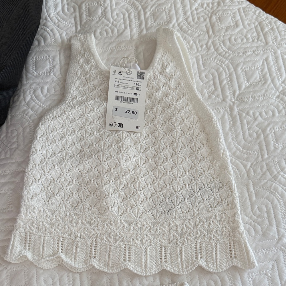 Zara White Lace Tank Top for Kids